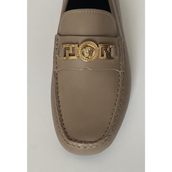 VERSACE Medusa Men's Taupe Leather Driver Shoes 7 US (40 Euro) 1009707 NIB $850 - Picture 10 of 16